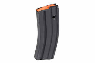 The Ammunition Storage Components 5.56 NATO Magazine is made from stainless steel with a bright orange follower